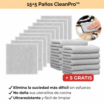 Paños de limpieza CleanPro – Pack de 15 + 5 GRATIS