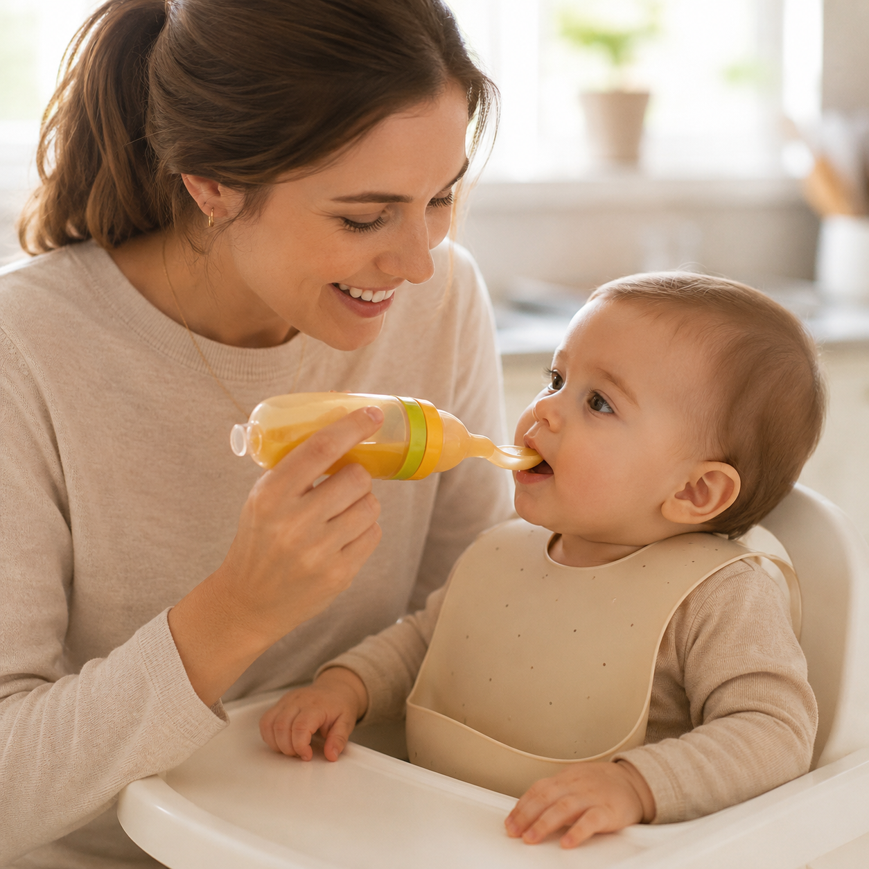 Biberón con Cuchara para Alimentar a tu Bebé Sin Desorden