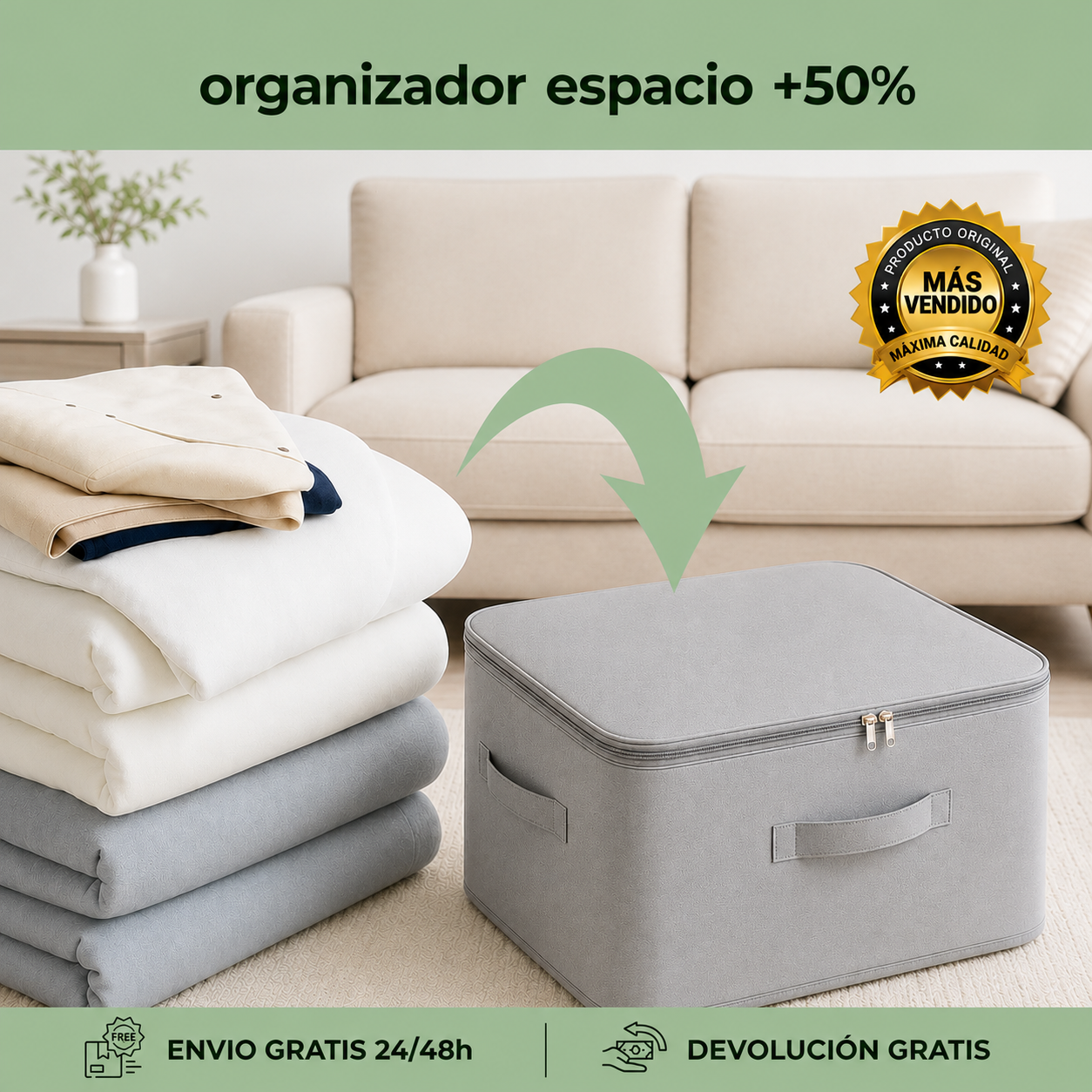 Organizador de Ropa al Vacío – Duplica el Espacio de tu Armario