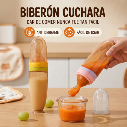 Biberón con Cuchara para Alimentar a tu Bebé Sin Desorden
